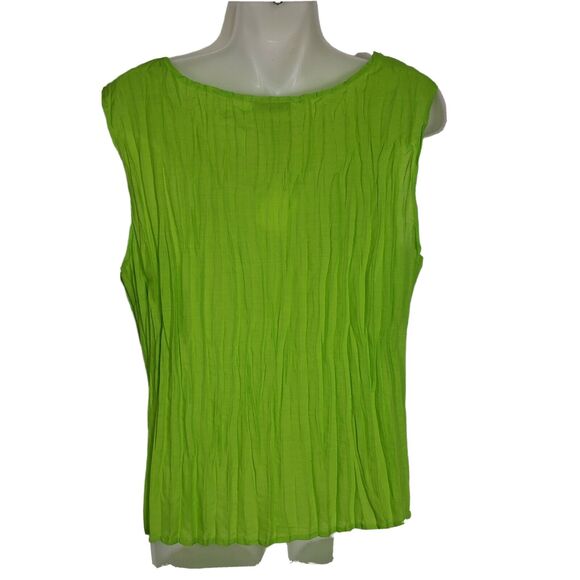 Great Cavalier St. Paul Womens Blouse Shell 2 Piece Large Green Button Ruffle - Picture 4 of 12